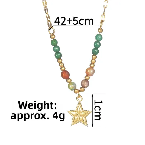 Bohemian Stainless Steel Beaded Necklace For Women Gold Plated Pentagram Cross LOVE Pendant Adjustable Chain Fashion Jewelry Accessory