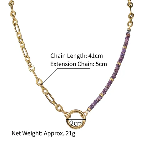 Asymmetrische Spleißhalskette Edelstahl 14K Vergoldet Künstliche Barockperle Lapislazuli Lila Stein Vintage Schmuck Für Damen