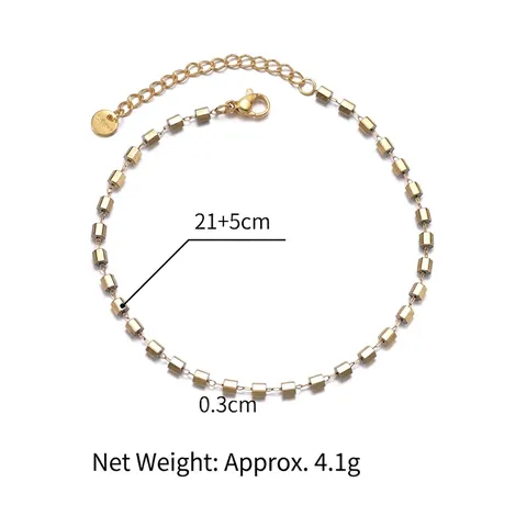 Edelstahl Fußkette Mit Geometrischen Würfelperlen Für Damen Minimalistischer 14K Vergoldeter Fußschmuck Im Koreanischen Stil