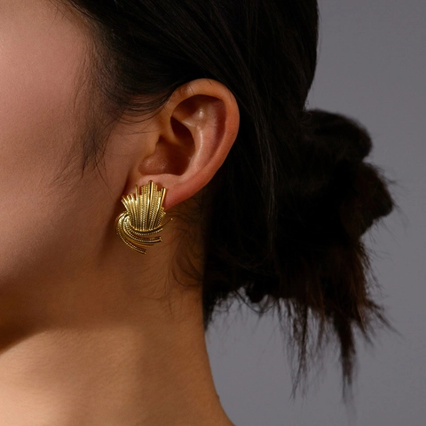 Pendientes De Botón Rayos De Fuegos Artificiales Acero Inoxidable Diseño De Nicho Elegante Joyería De Oro Para Mujeres