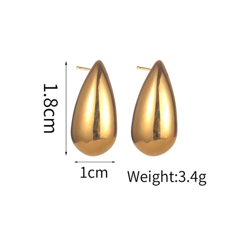 Minimalist Teardrop Stud Earrings Stainless Steel Mirrored Polish Chunky Water Drop Geometric Elegant Jewelry For Women