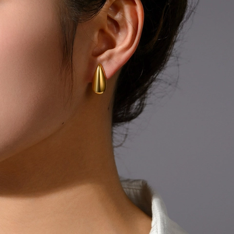 Minimalist Teardrop Stud Earrings Stainless Steel Mirrored Polish Chunky Water Drop Geometric Elegant Jewelry For Women