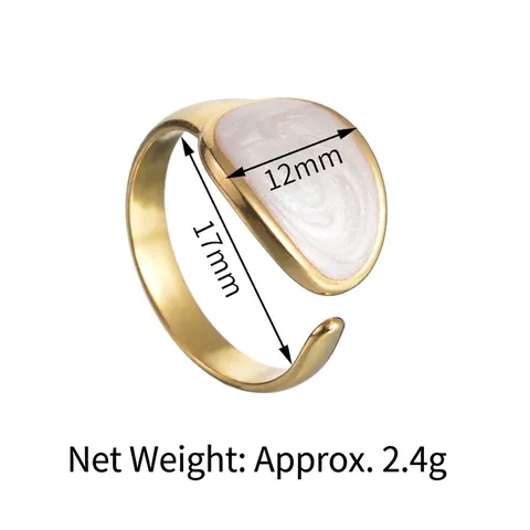 Anello Aperto Regolabile Minimalista Acciaio Inossidabile Placcato Oro Smalto Bianco Design Di Nicchia Geometrico Gioielli Donna
