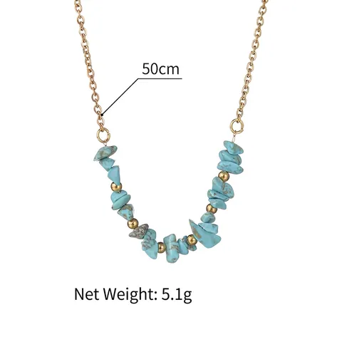 Halsketting Met Onregelmatige Steensteen Hanger Roestvrij Staal Franse Ins Stijl Bohemen Vintage Sieraden Dames
