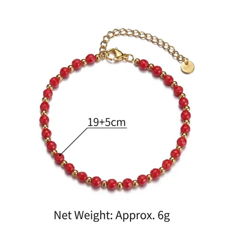 Faceted Beaded Bracelet With Stainless Steel Adjustable Extension Chain Minimalist Ins Style Luxury Jewelry For Women
