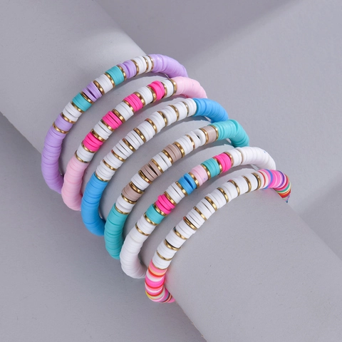 Bohemian Polymer Clay Heishi Bead Necklace For Women Men Stainless Steel Gold Plated Spacer Summer Beach Collar Jewelry