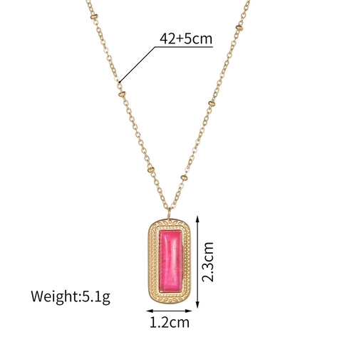 Collana Vintage In Acciaio Inossidabile Con Ciondolo In Pietra Quadrata Placcato Oro Catena Clavicola Boho Per Donne
