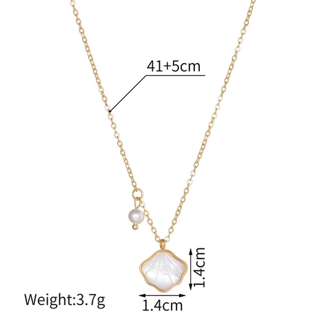 Collana Con Ciondolo A Conchiglia E Perla Artificial Acciaio Inossidabile Oro Francese Vintage Gioielli Minimalisti Per Donna