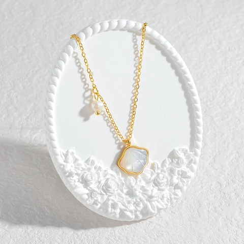 Collana Con Ciondolo A Conchiglia E Perla Artificial Acciaio Inossidabile Oro Francese Vintage Gioielli Minimalisti Per Donna