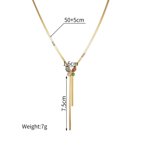 Collana Farfalla Acciaio Inossidabile Con Zirconia Cubica Colorata Catena Serpente Nappa Chic Elegante Per Donne Stile Lusso