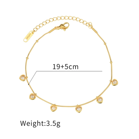 Stainless Steel Charm Bracelet Gold Plated Vintage Light Luxury Star Moon Heart Cubic Zirconia Jewelry For Women