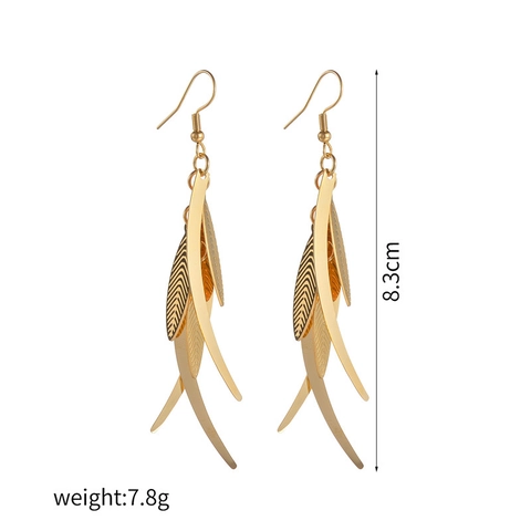 Ohrhänger Aus Edelstahl Mit Blattdesign Mehrlagige Lange Quasten Geometrischer Minimalistischer Boho Schmuck Für Damen