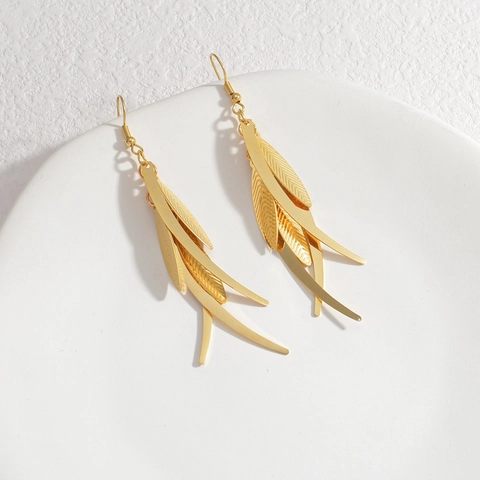 Ohrhänger Aus Edelstahl Mit Blattdesign Mehrlagige Lange Quasten Geometrischer Minimalistischer Boho Schmuck Für Damen