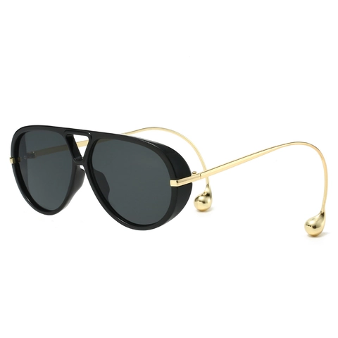 Lunettes De Soleil Aviateur Surdimensionnées Monture Épaisse Branches Métalliques Protection UV400 Mode Hommes Femmes