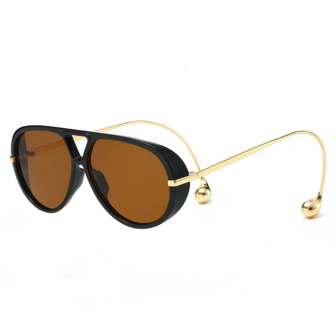 Lunettes De Soleil Aviateur Surdimensionnées Monture Épaisse Branches Métalliques Protection UV400 Mode Hommes Femmes