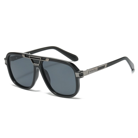 Occhiali Da Sole Pilot Retro Montatura Quadrata Oversize Protezione UV400 Doppio Ponte Metallo Vintage
