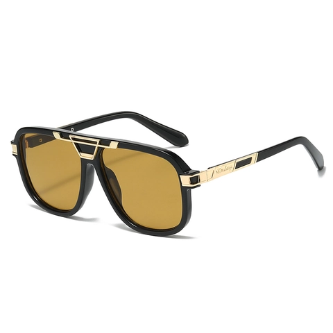 Occhiali Da Sole Pilot Retro Montatura Quadrata Oversize Protezione UV400 Doppio Ponte Metallo Vintage