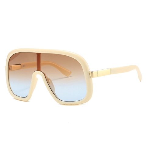 Occhiali Da Sole Shield Oversize Di Moda UV400 Lenti Sfumate Montatura Grande Cerniere In Metallo PC Stile Di Lusso Per Donne Uomini