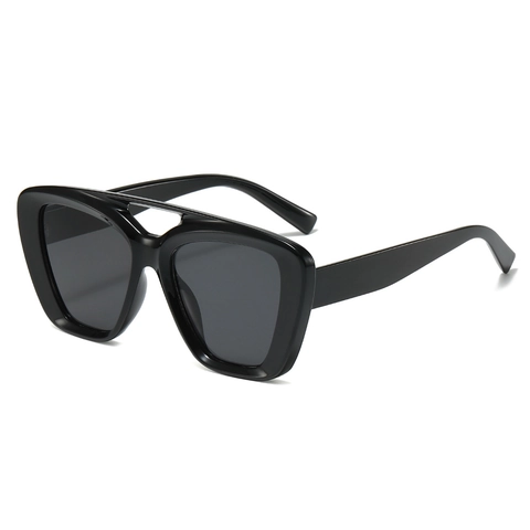 Gafas De Sol Cuadradas Protección UV400 Montura De PC Lente AC Doble Puente Retro Marco Grande Para Viajes Moda Unisex