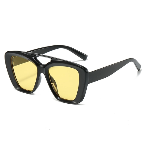 Gafas De Sol Cuadradas Protección UV400 Montura De PC Lente AC Doble Puente Retro Marco Grande Para Viajes Moda Unisex