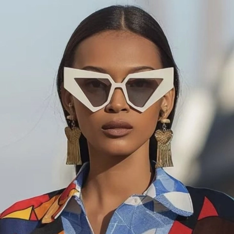 Gafas De Sol Geométricas Triangulares Montura PC Protección UV400 Retro Cat Eye Avant Garde Moda Para Mujeres Hombres