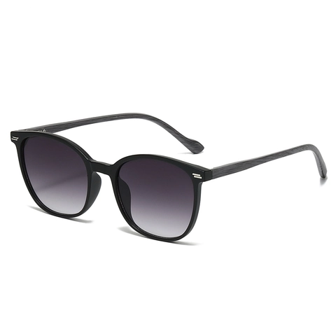 Gafas De Sol Polarizadas Marco PC Ovalado Protección UV Patas Textura Grano De Madera Estilo Remache Vintage Unisex