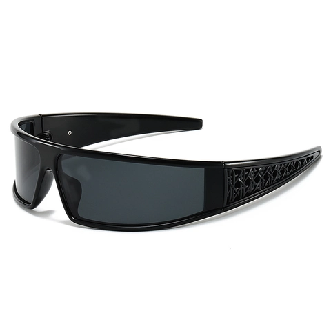 Oversized Wraparound Sunglasses Y2K Retro Sporty UV400 Protection PC Frame Hollow Weave Temples Unisex Eyewear