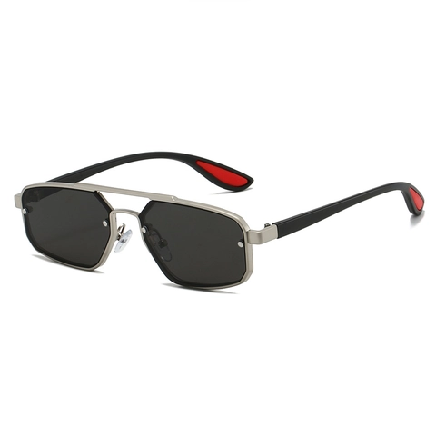 Polygon Sunglasses Metal Frame Double Bridge UV400 Protection PC Lens Unisex Retro Fashion Lightweight Driving Eyewear