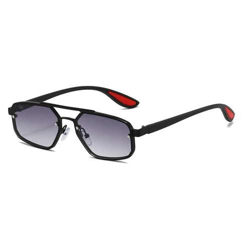 Polygon Sunglasses Metal Frame Double Bridge UV400 Protection PC Lens Unisex Retro Fashion Lightweight Driving Eyewear