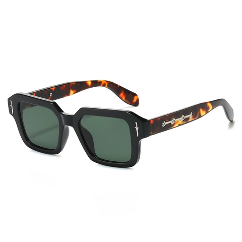 Retro Square Frame Sunglasses Punk Gothic Metal Dagger Bone Decor UV400 Protective Fashion Eyewear Unisex