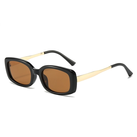 Fashion Rectangular Sunglasses Women Metal PC Frame UV400 Protection Street Style Travel Accessory