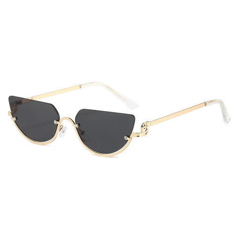 Occhiali Da Sole Cat Eye Montatura Piccola Metallo Mezza Montatura Protezione UV400 Vintage Irregolare Alla Moda Donne