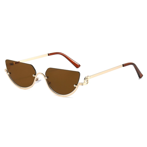 Occhiali Da Sole Cat Eye Montatura Piccola Metallo Mezza Montatura Protezione UV400 Vintage Irregolare Alla Moda Donne
