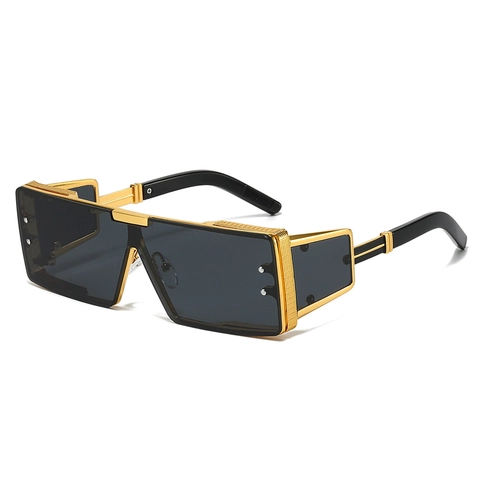Occhiali Da Sole Steampunk Rettangolari Oversize Montatura Metallo Plastica Protezione UV400 Moda Streetwear Donna Uomo