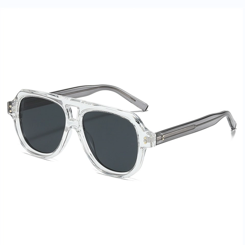 Lunettes De Soleil Aviateur Polarisées UV400 Vintage Grand Cadre PC TAC Double Pont Unisexe