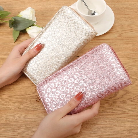 Dames Lange Portemonnee Met Rits Luipaardprint PU Leer Grote Capaciteit Clutch Handtas Telefoonhouder Mode