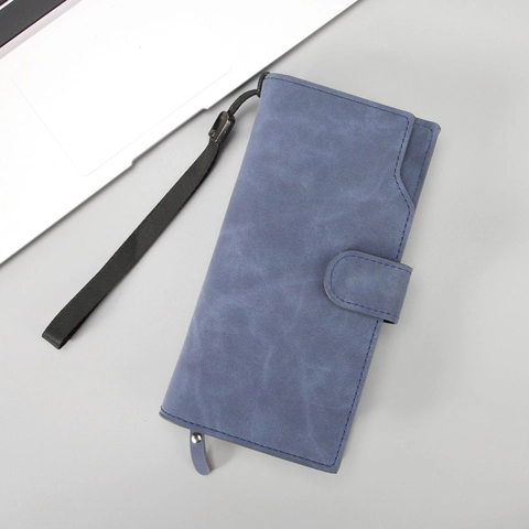 Herren Geldbörse Lang Mattiertes PU Leder Große Kapazität Reißverschluss Handtasche Handy Tasche Business Vintage