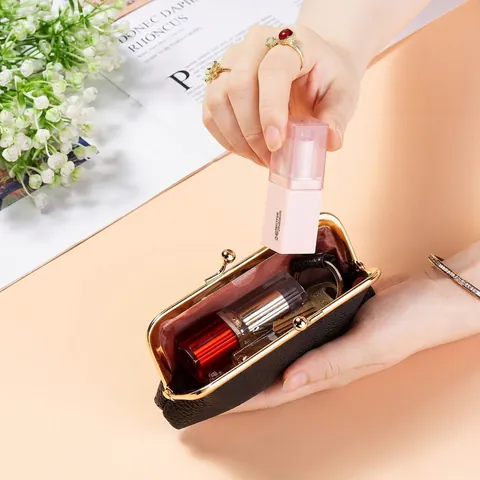 Petit Porte-Monnaie Vintage À Fermoir Kiss-Lock En Cuir PU Grainé Portefeuille Rétro Sac De Rangement Pour Rouge À Lèvres Pour Femmes