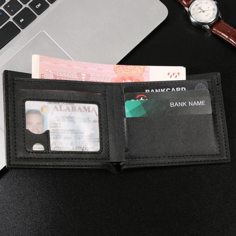 Men's Horizontal Bi-fold Wallet Ostrich Pattern PU Leather Business Short Card Holder Large Capacity Purse For Daily Matching