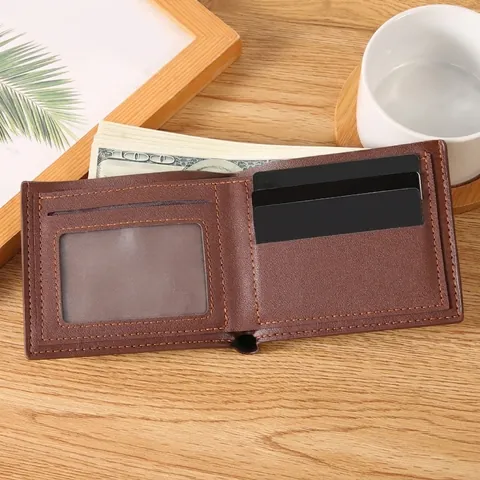 Portefeuille Pliable Pour Hommes Cuir PU Mince Grande Capacité Porte Cartes Mode Coutures Gaufrées Business Loisirs Bourse