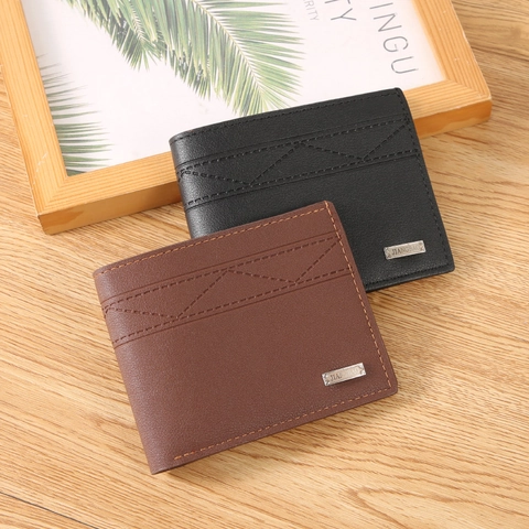 Herren Bifold Portemonnee PU-Leder Große Kapazität Modisch Gestickt Geometrisch Muster Business Casual Portemonnee