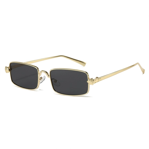 Vintage Rectangular Sunglasses Metal Frame UV400 Protection Retro Narrow Square Sun Glasses For Women Men Fashion