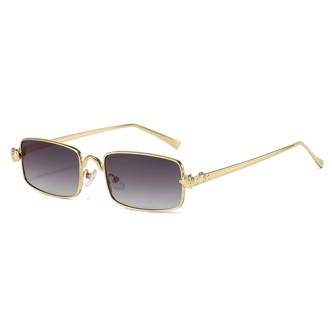 Vintage Rectangular Sunglasses Metal Frame UV400 Protection Retro Narrow Square Sun Glasses For Women Men Fashion