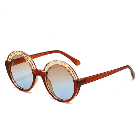 Oversized Round Sunglasses Vintage Textured Frame UV400 Protection Unisex Hip Hop Streetwear PC Eyeglasses