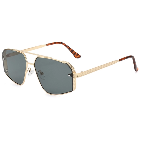 Aviator Zonnebril Metalen Frame Getextureerde Brug UV400 Bescherming Grote Geometrische Brillen Voor Heren Dames