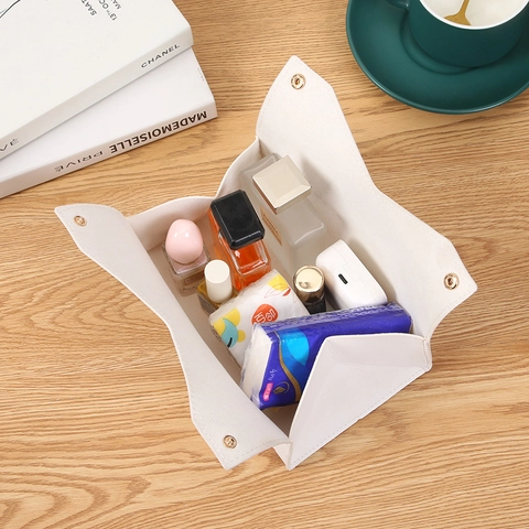 Bloemen PU Lederen Tissue Box Cover Zachte Opvouwbare Servethouder Met Metalen Drukknopen Voor Auto Thuis Woonkamer Bureau Decor