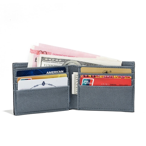 Portafoglio Da Uomo Bifold Ultrasottile Pelle PU Tessuto Oxford Slot Per Carte Multiple Minimalista Corto