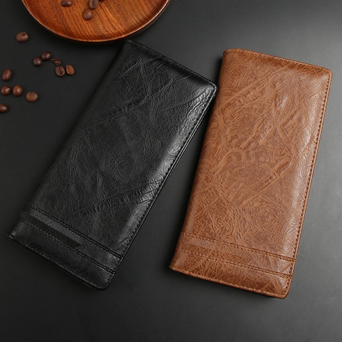 Herren Geldbörse Lang PU Leder Große Kapazität Reißverschluss Mehrere Kartenfächer Business Casual Koreanischer Stil