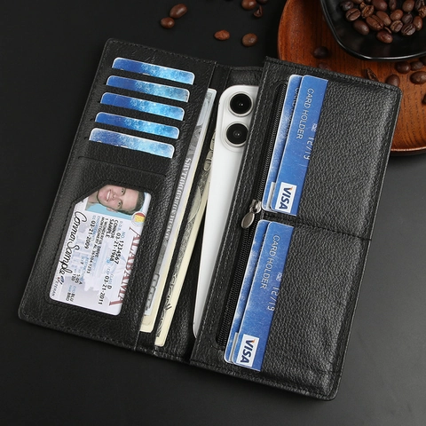 Herren Geldbörse Lang PU Leder Große Kapazität Reißverschluss Mehrere Kartenfächer Business Casual Koreanischer Stil