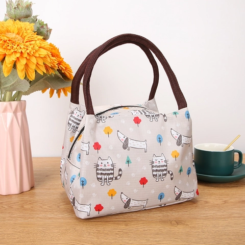 Isolierte Lunchtasche Wasserdicht Oxford Tuch Bento Tasche Thermische Alufolie Futter Für Büro Schule Picknick Cartoon